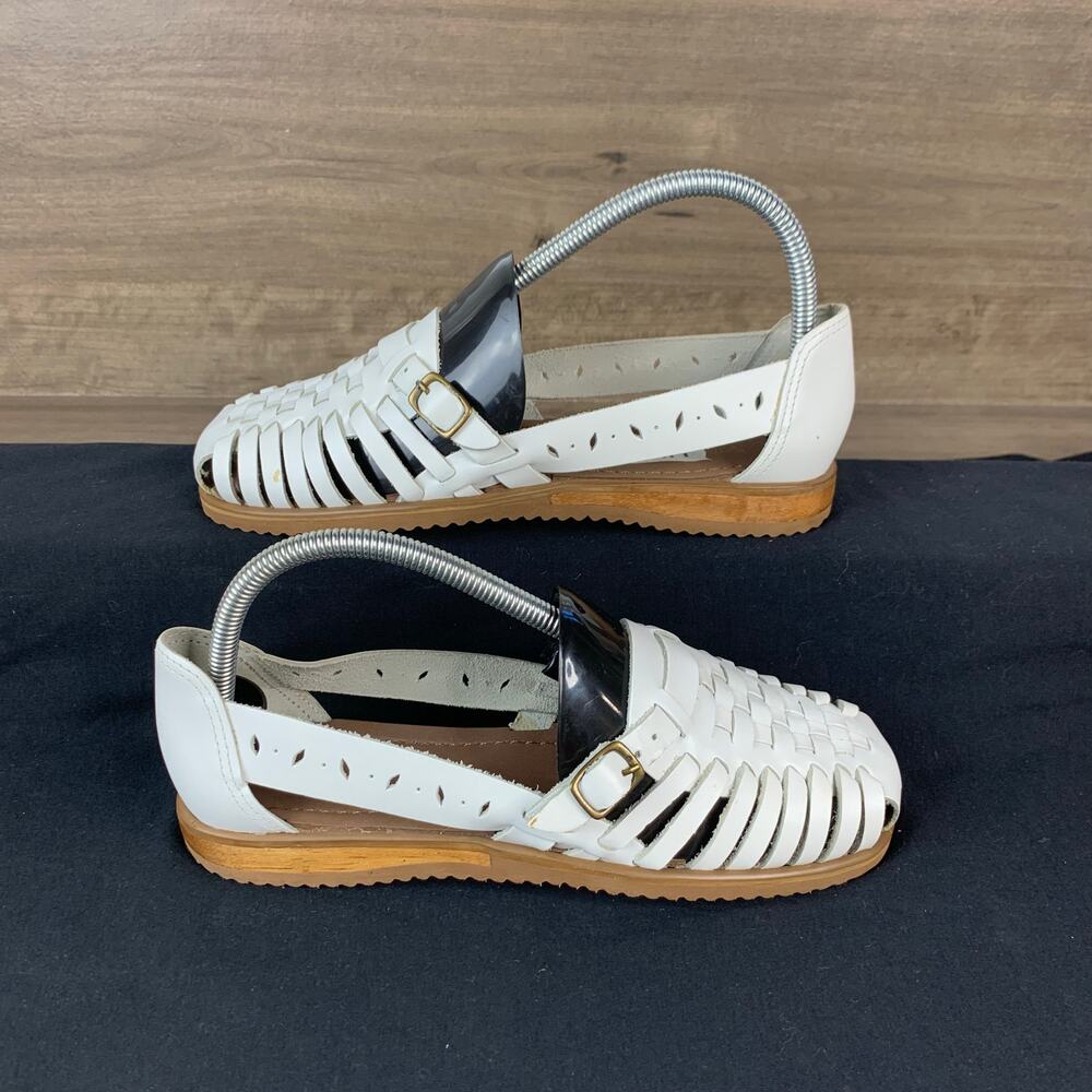 Nature Trek Women’s Huarache White Leather Woven Sandals Size 7W